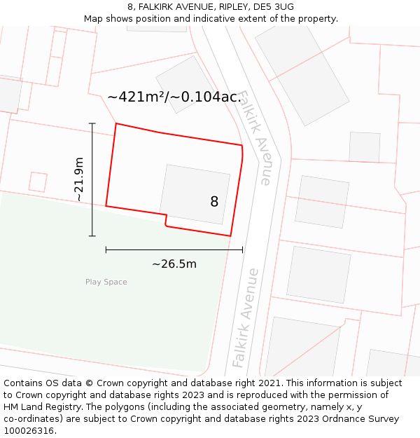 8, FALKIRK AVENUE, RIPLEY, DE5 3UG: Plot and title map