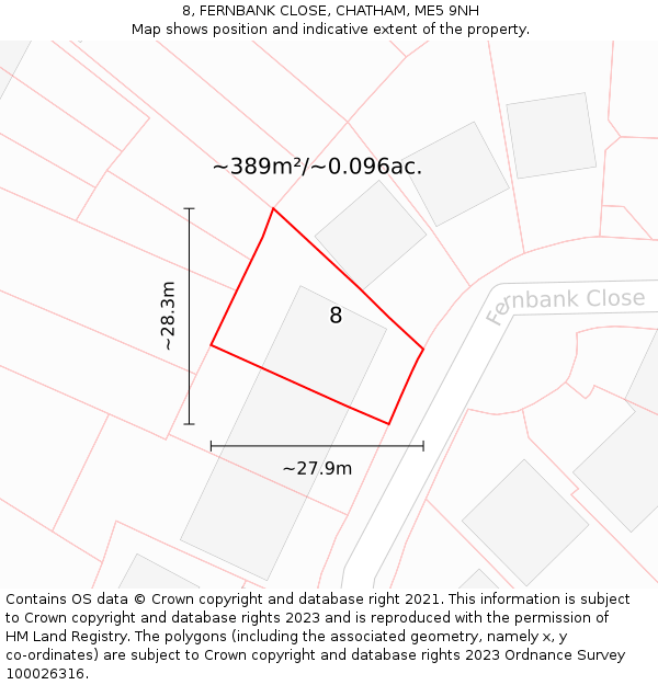 8, FERNBANK CLOSE, CHATHAM, ME5 9NH: Plot and title map