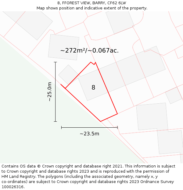 8, FFOREST VIEW, BARRY, CF62 6LW: Plot and title map