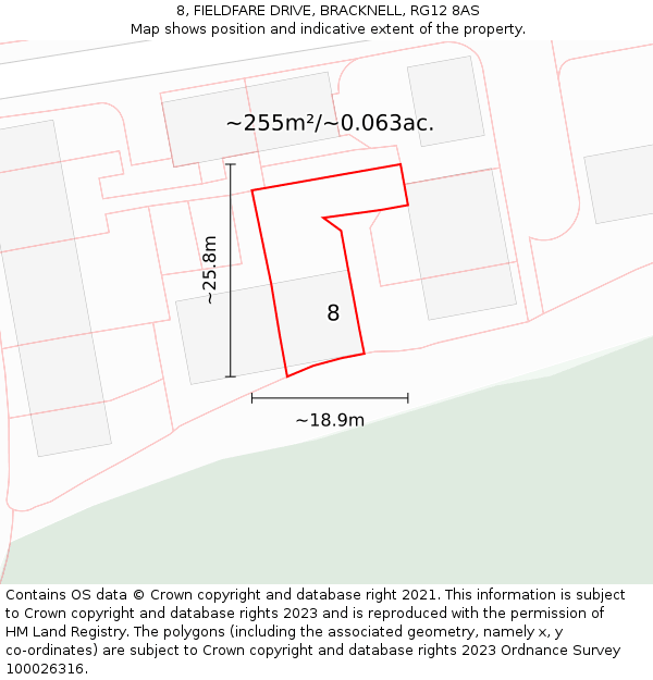 8, FIELDFARE DRIVE, BRACKNELL, RG12 8AS: Plot and title map