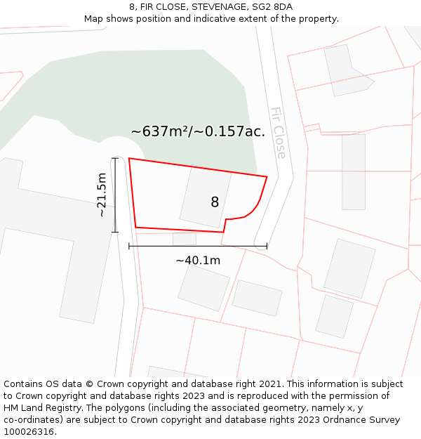 8, FIR CLOSE, STEVENAGE, SG2 8DA: Plot and title map