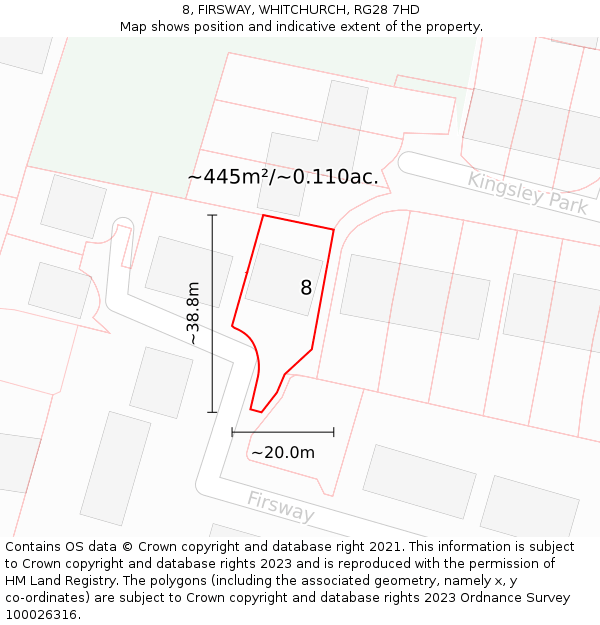 8, FIRSWAY, WHITCHURCH, RG28 7HD: Plot and title map