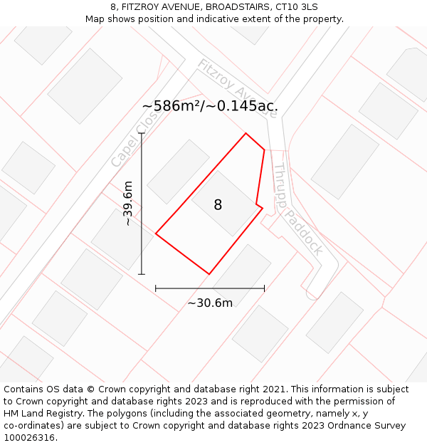 8, FITZROY AVENUE, BROADSTAIRS, CT10 3LS: Plot and title map