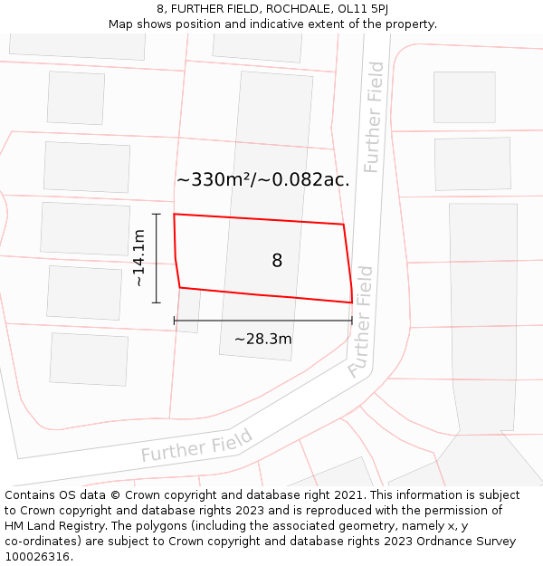 8, FURTHER FIELD, ROCHDALE, OL11 5PJ: Plot and title map