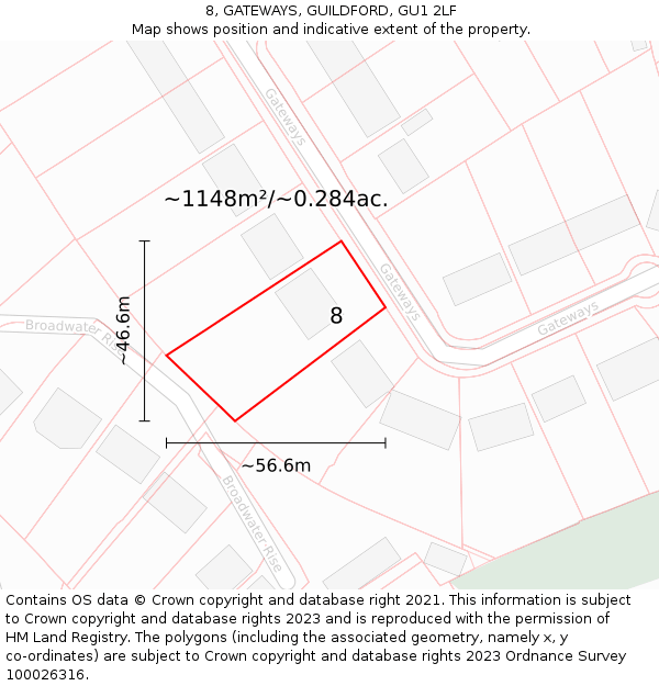 8, GATEWAYS, GUILDFORD, GU1 2LF: Plot and title map