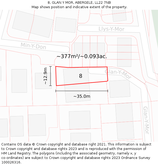 8, GLAN Y MOR, ABERGELE, LL22 7NB: Plot and title map