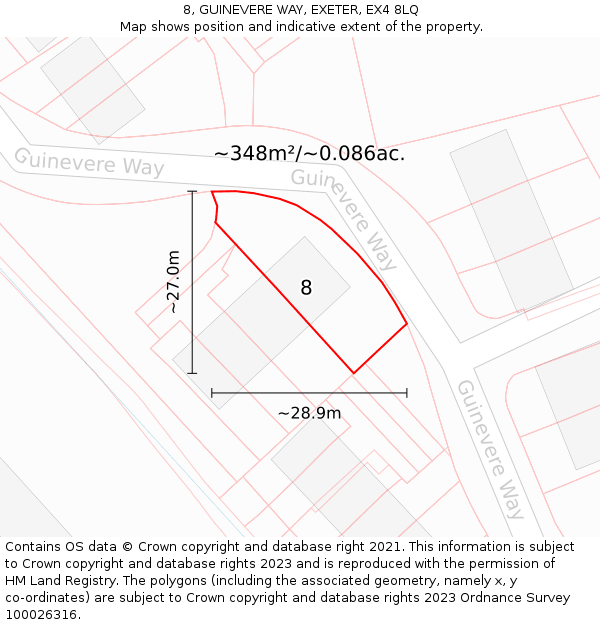 8, GUINEVERE WAY, EXETER, EX4 8LQ: Plot and title map