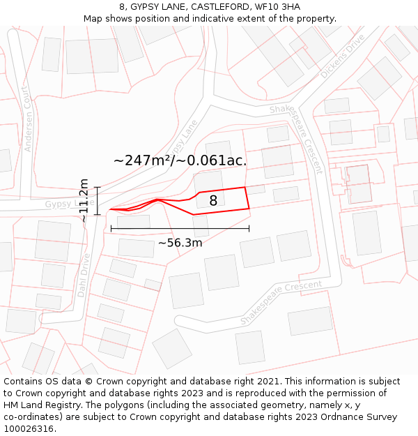 8, GYPSY LANE, CASTLEFORD, WF10 3HA: Plot and title map