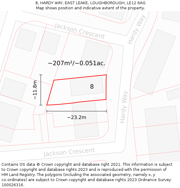 8, HARDY WAY, EAST LEAKE, LOUGHBOROUGH, LE12 6AG: Plot and title map