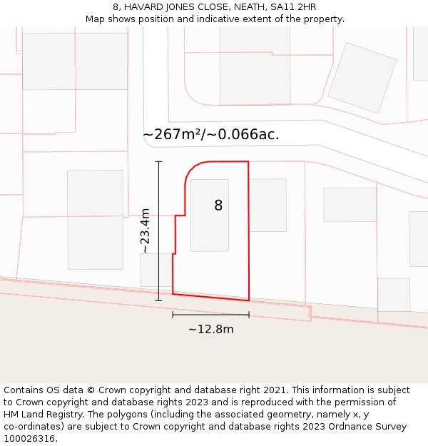 8, HAVARD JONES CLOSE, NEATH, SA11 2HR: Plot and title map