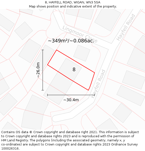 8, HAYFELL ROAD, WIGAN, WN3 5SA: Plot and title map