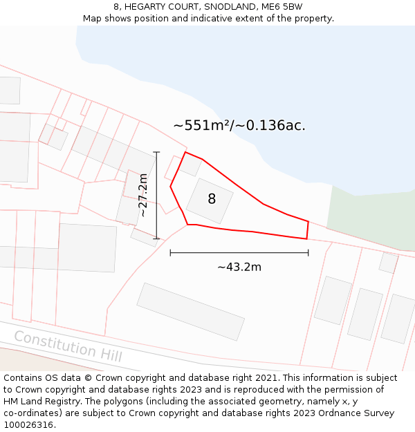 8, HEGARTY COURT, SNODLAND, ME6 5BW: Plot and title map