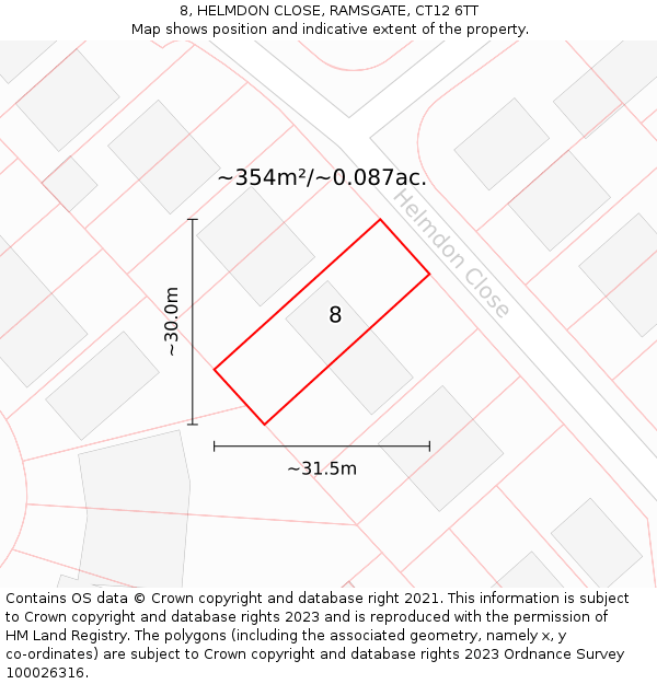 8, HELMDON CLOSE, RAMSGATE, CT12 6TT: Plot and title map