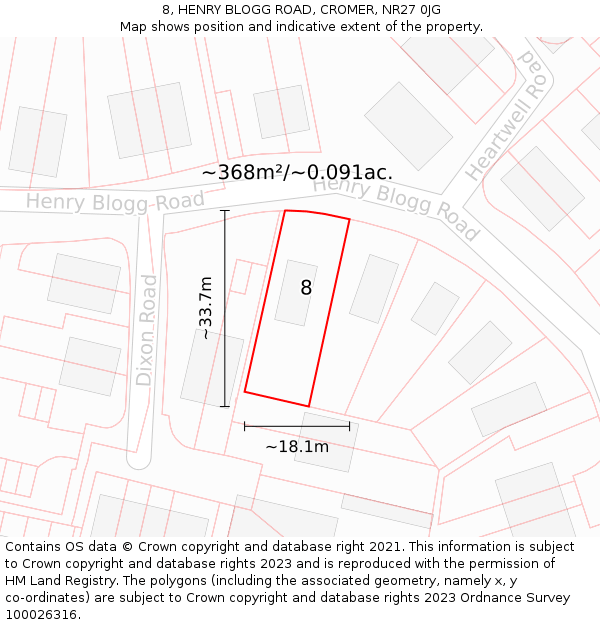 8, HENRY BLOGG ROAD, CROMER, NR27 0JG: Plot and title map