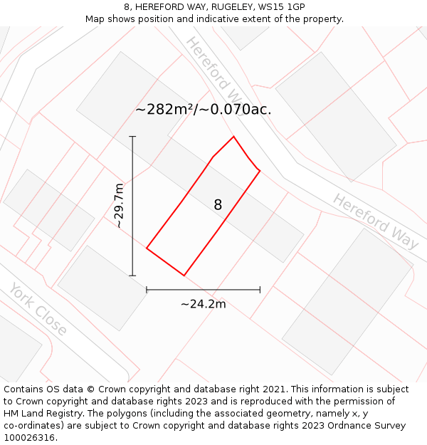 8, HEREFORD WAY, RUGELEY, WS15 1GP: Plot and title map