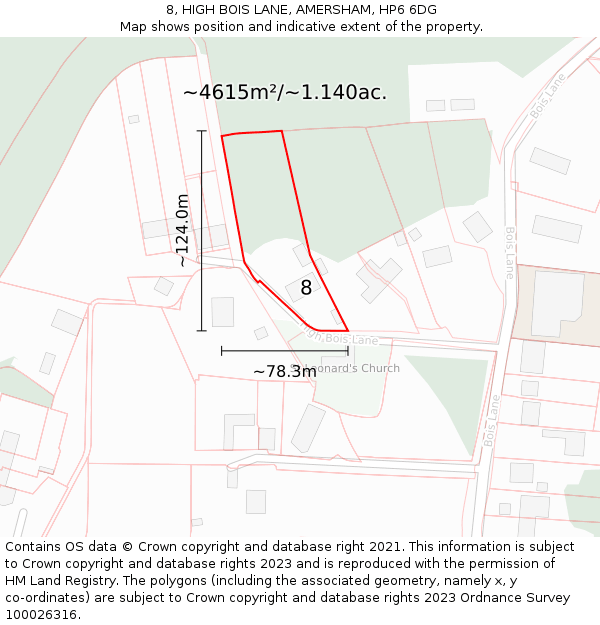 8, HIGH BOIS LANE, AMERSHAM, HP6 6DG: Plot and title map