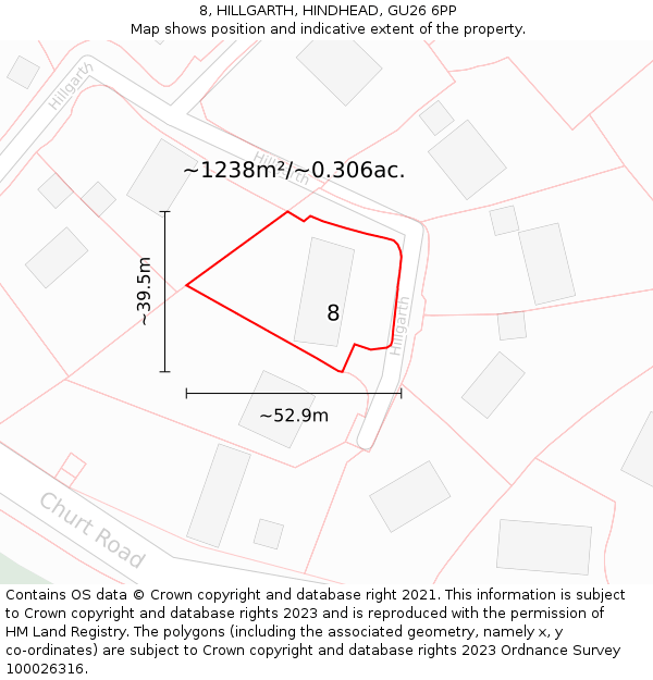 8, HILLGARTH, HINDHEAD, GU26 6PP: Plot and title map