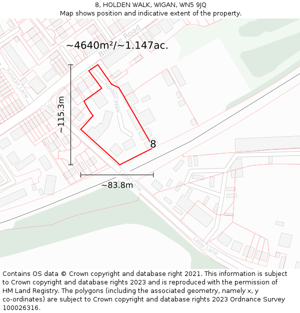 8, HOLDEN WALK, WIGAN, WN5 9JQ: Plot and title map