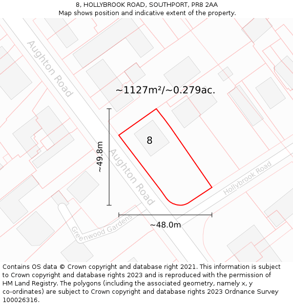 8, HOLLYBROOK ROAD, SOUTHPORT, PR8 2AA: Plot and title map