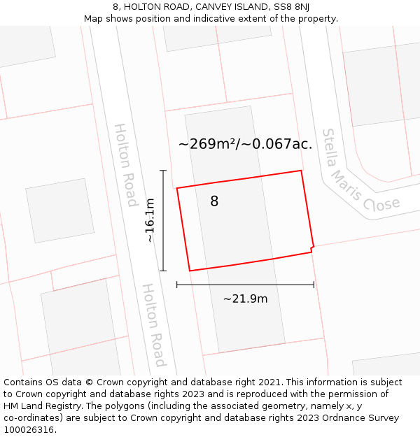 8, HOLTON ROAD, CANVEY ISLAND, SS8 8NJ: Plot and title map