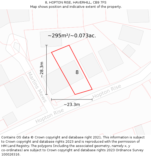 8, HOPTON RISE, HAVERHILL, CB9 7FS: Plot and title map