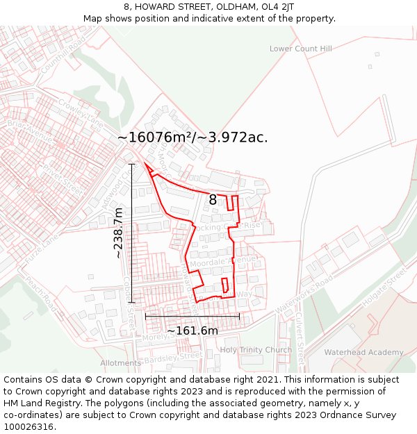 8, HOWARD STREET, OLDHAM, OL4 2JT: Plot and title map