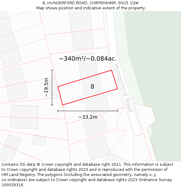 8, HUNGERFORD ROAD, CHIPPENHAM, SN15 1QW: Plot and title map