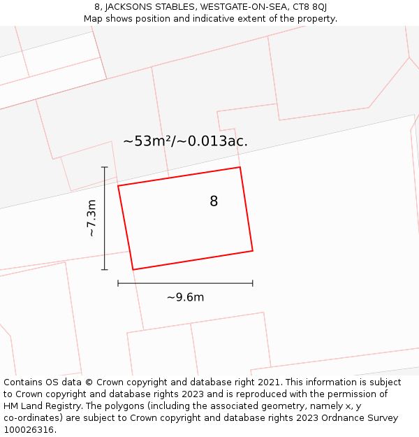 8, JACKSONS STABLES, WESTGATE-ON-SEA, CT8 8QJ: Plot and title map