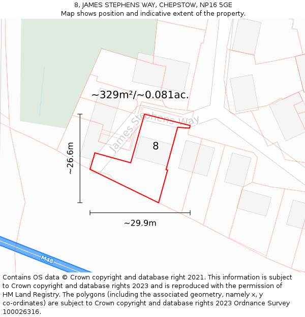 8, JAMES STEPHENS WAY, CHEPSTOW, NP16 5GE: Plot and title map