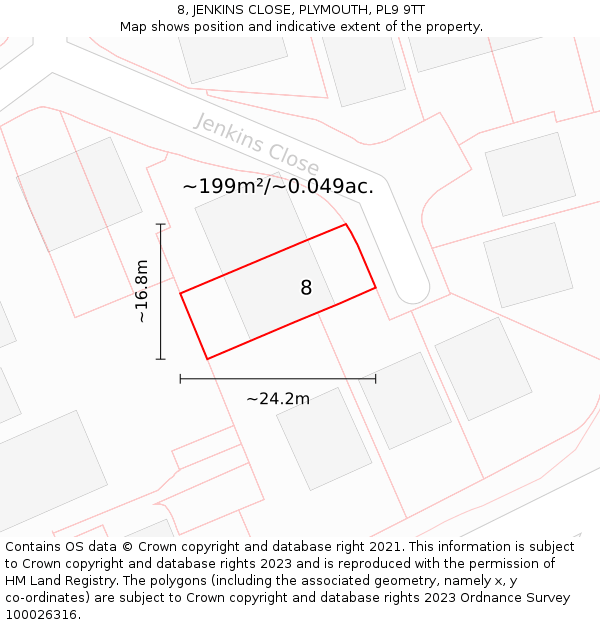 8, JENKINS CLOSE, PLYMOUTH, PL9 9TT: Plot and title map