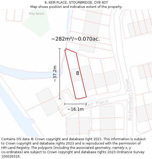 8, KEIR PLACE, STOURBRIDGE, DY8 4DT: Plot and title map
