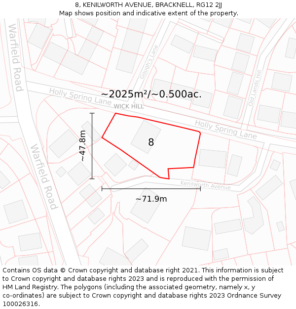 8, KENILWORTH AVENUE, BRACKNELL, RG12 2JJ: Plot and title map