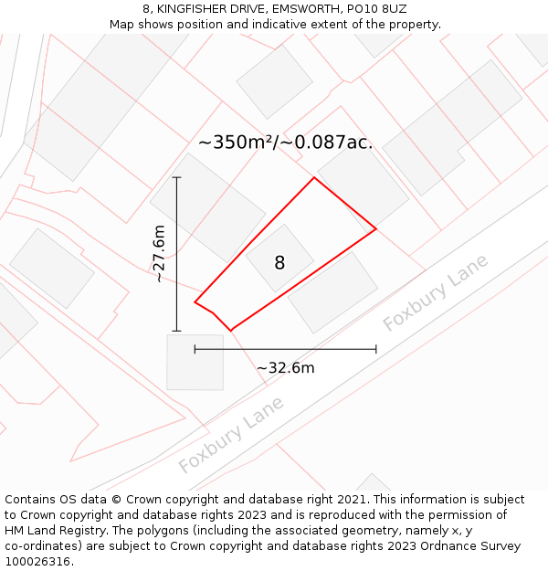 8, KINGFISHER DRIVE, EMSWORTH, PO10 8UZ: Plot and title map