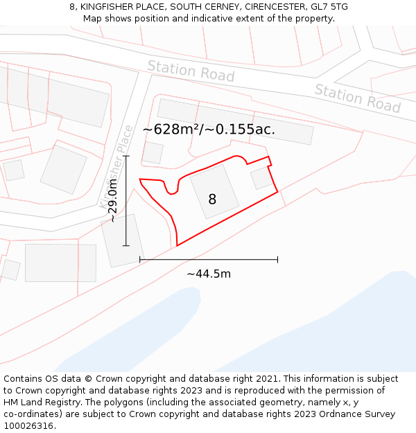 8, KINGFISHER PLACE, SOUTH CERNEY, CIRENCESTER, GL7 5TG: Plot and title map