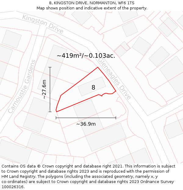 8, KINGSTON DRIVE, NORMANTON, WF6 1TS: Plot and title map