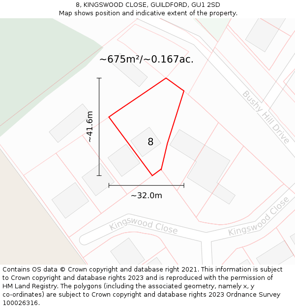 8, KINGSWOOD CLOSE, GUILDFORD, GU1 2SD: Plot and title map