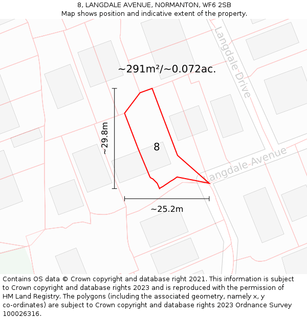 8, LANGDALE AVENUE, NORMANTON, WF6 2SB: Plot and title map