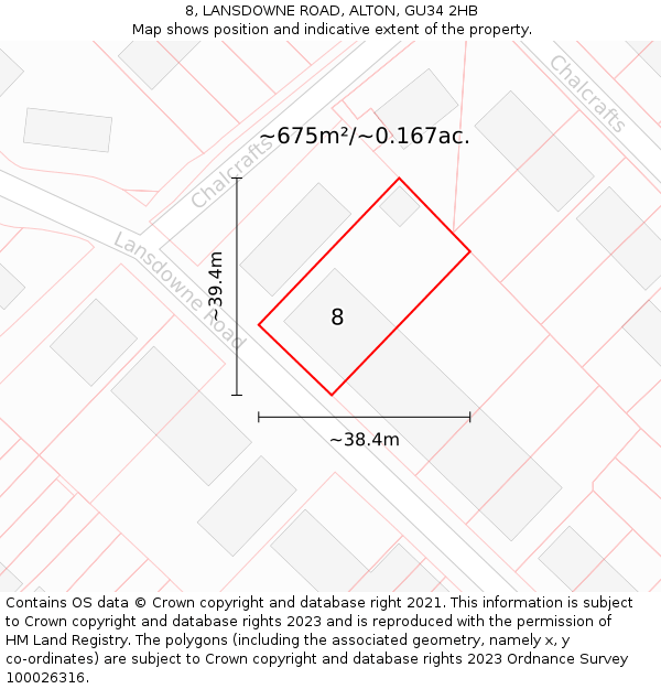 8, LANSDOWNE ROAD, ALTON, GU34 2HB: Plot and title map
