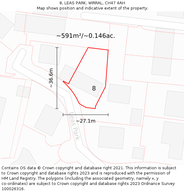 8, LEAS PARK, WIRRAL, CH47 4AH: Plot and title map