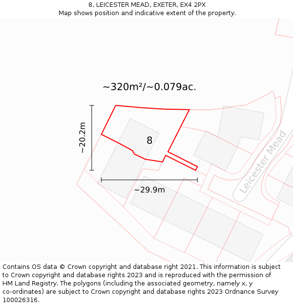 8, LEICESTER MEAD, EXETER, EX4 2PX: Plot and title map