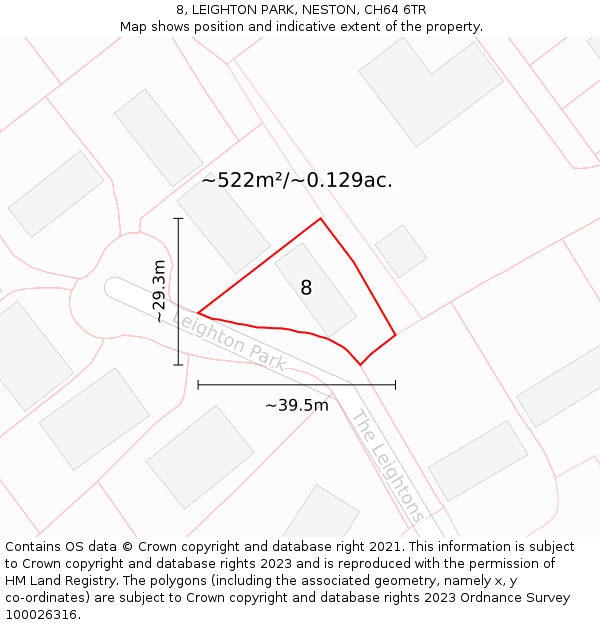 8, LEIGHTON PARK, NESTON, CH64 6TR: Plot and title map