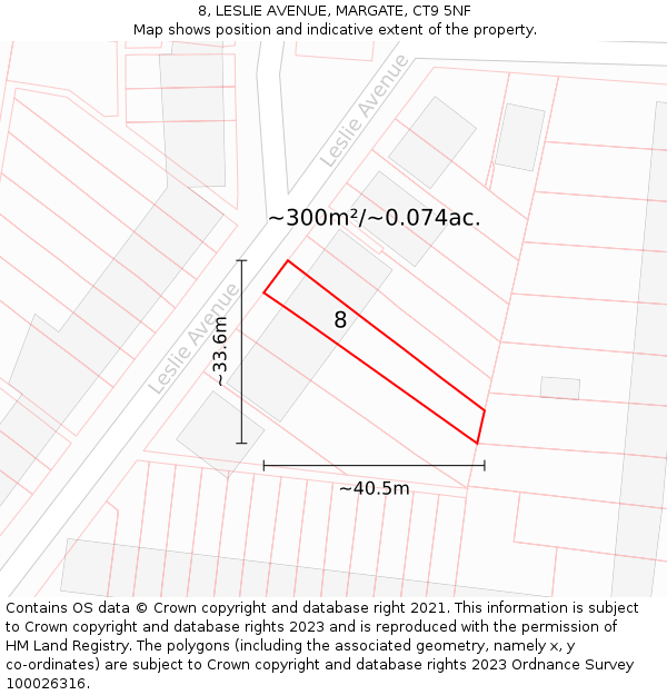 8, LESLIE AVENUE, MARGATE, CT9 5NF: Plot and title map