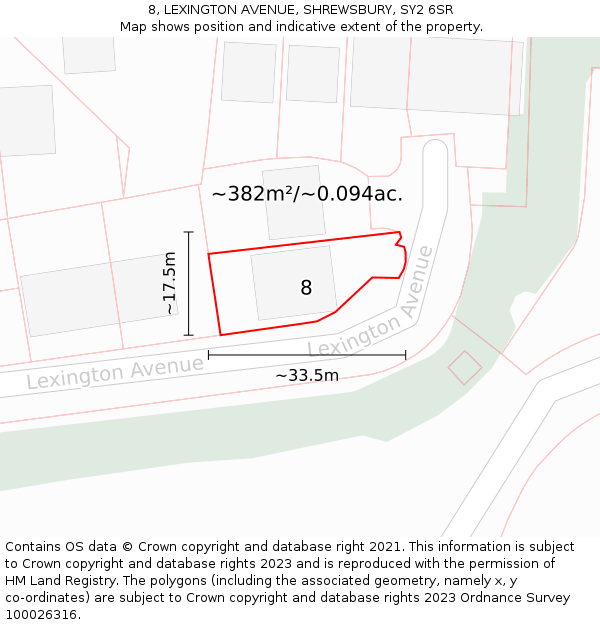 8, LEXINGTON AVENUE, SHREWSBURY, SY2 6SR: Plot and title map