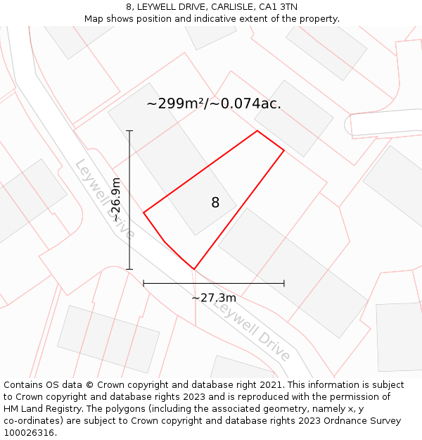 8, LEYWELL DRIVE, CARLISLE, CA1 3TN: Plot and title map