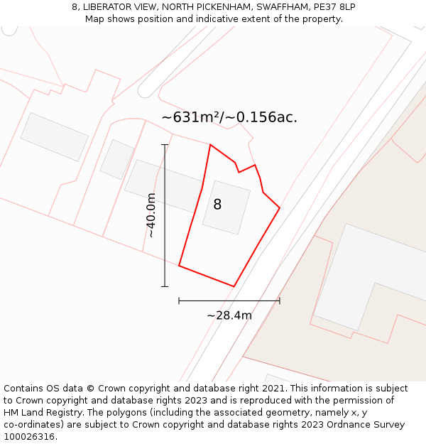 8, LIBERATOR VIEW, NORTH PICKENHAM, SWAFFHAM, PE37 8LP: Plot and title map