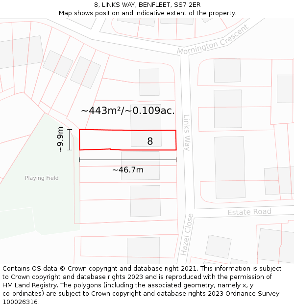 8, LINKS WAY, BENFLEET, SS7 2ER: Plot and title map