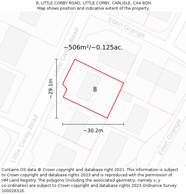 8, LITTLE CORBY ROAD, LITTLE CORBY, CARLISLE, CA4 8QN: Plot and title map