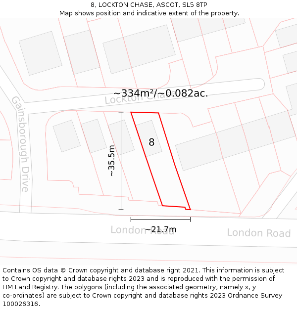 8, LOCKTON CHASE, ASCOT, SL5 8TP: Plot and title map