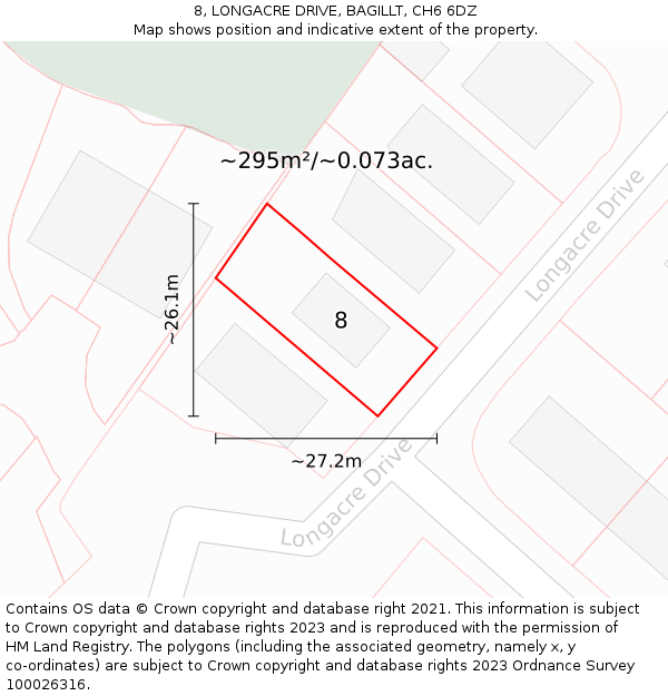 8, LONGACRE DRIVE, BAGILLT, CH6 6DZ: Plot and title map