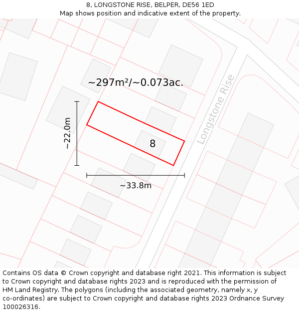 8, LONGSTONE RISE, BELPER, DE56 1ED: Plot and title map